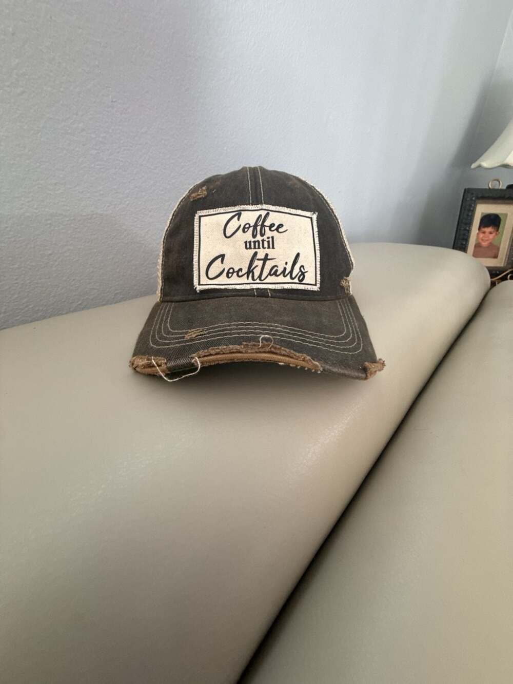 Headmost Coffee Until Cocktails Distressed Trucker Hat